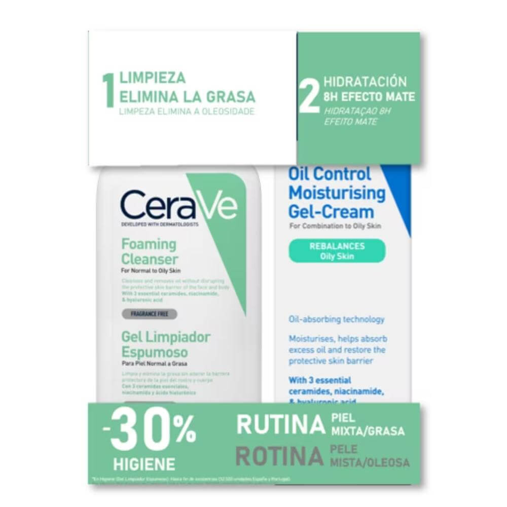 Cerave Gel Espuma de Limpeza 473ml + Oil Control Gel-Creme Facial Hidratante 52 ml